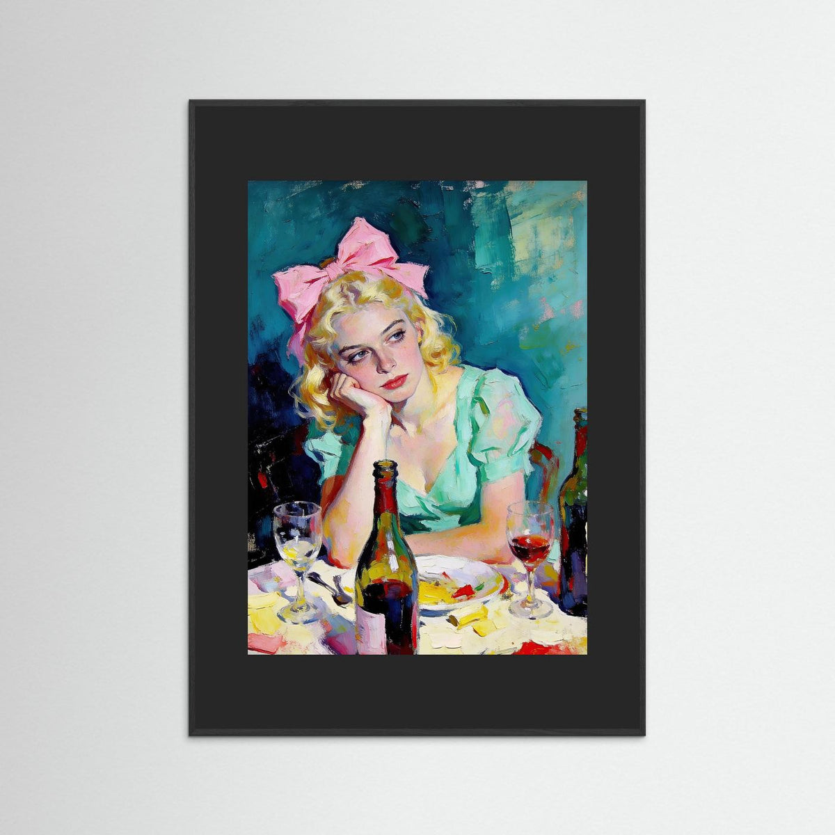 The Pink Bow fine art print – vintage-inspired wall art by Maison Vintage displayed in an interior