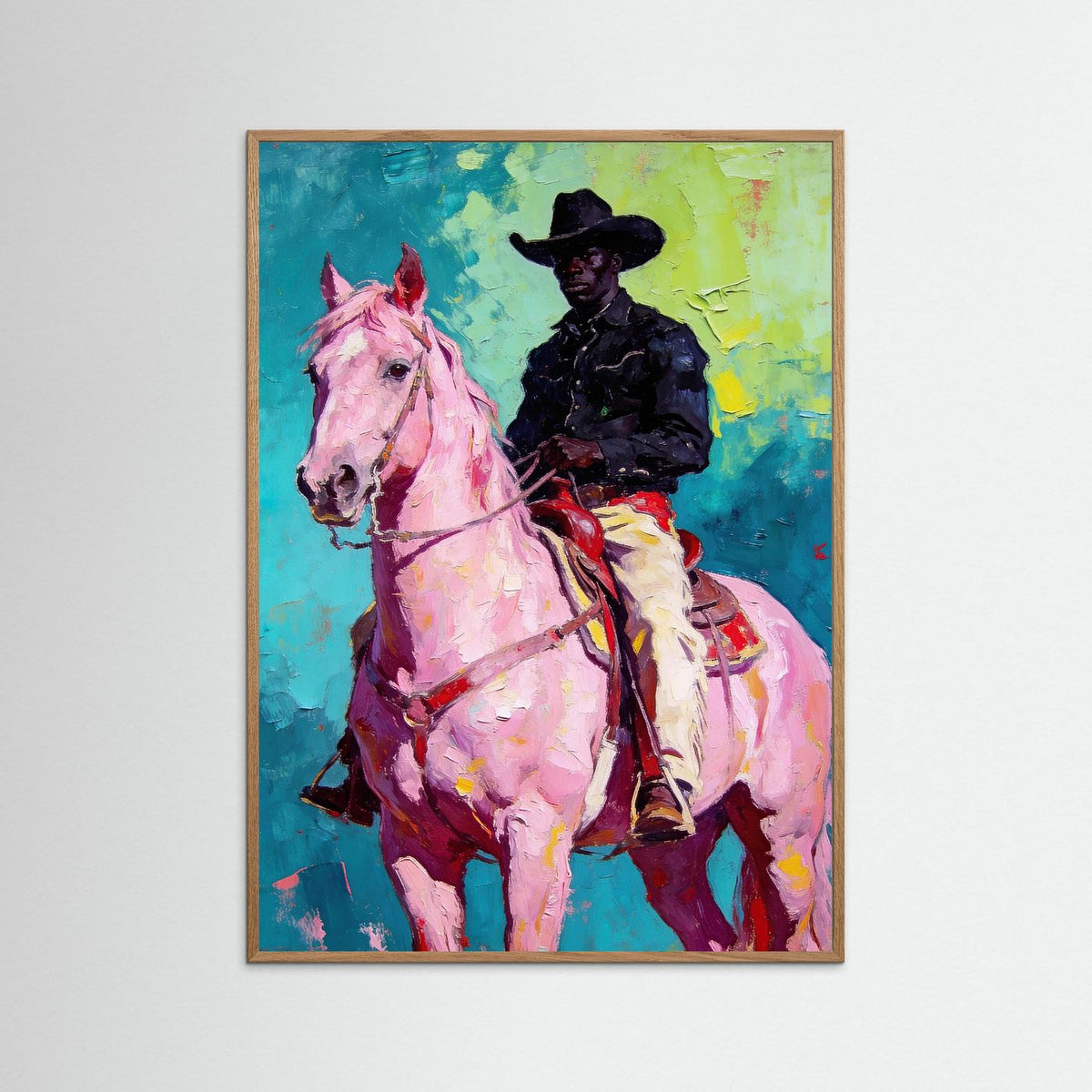 The Pink Stallion fine art print – vintage-inspired wall art by Maison Vintage displayed in an interior