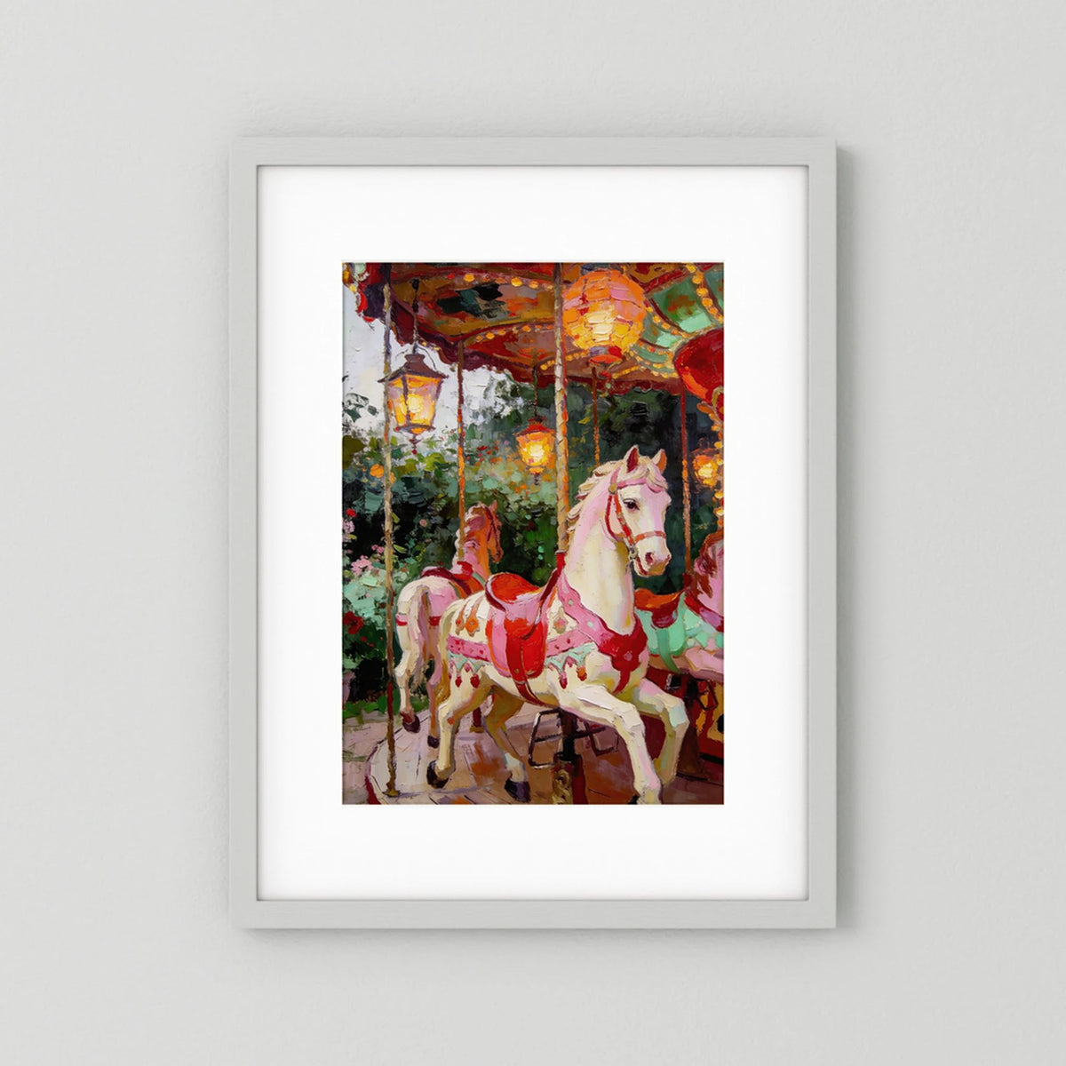 The Enchanted Carousel fine art print – vintage-inspired wall art by Maison Vintage displayed in an interior