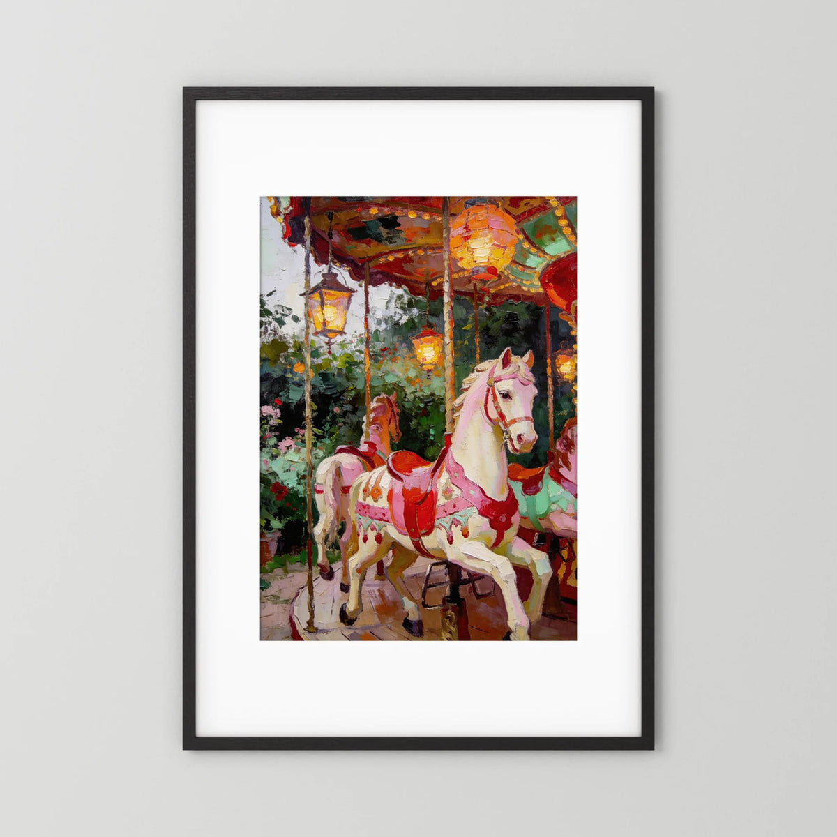 The Enchanted Carousel fine art print – vintage-inspired wall art by Maison Vintage displayed in an interior