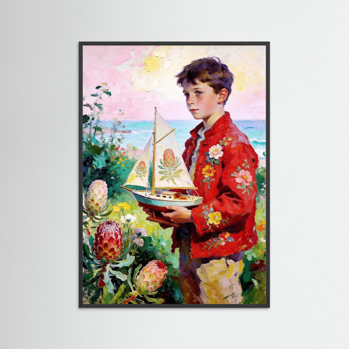 The Flower Sailboat fine art print – vintage-inspired wall art by Maison Vintage displayed in an interior