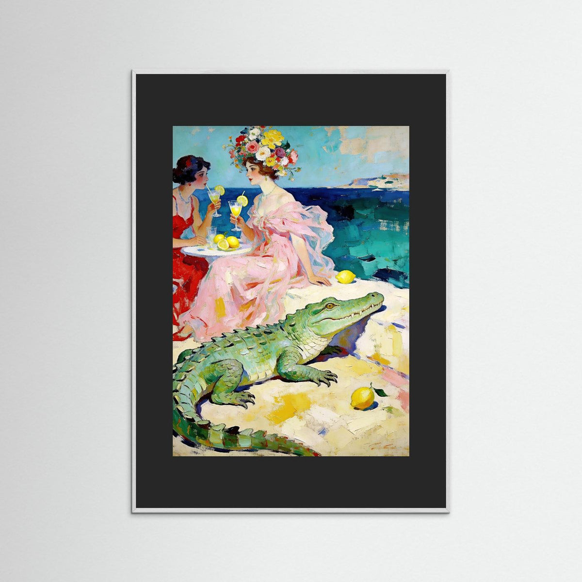 The Riviera Alligator Club fine art print – vintage-inspired wall art by Maison Vintage displayed in an interior