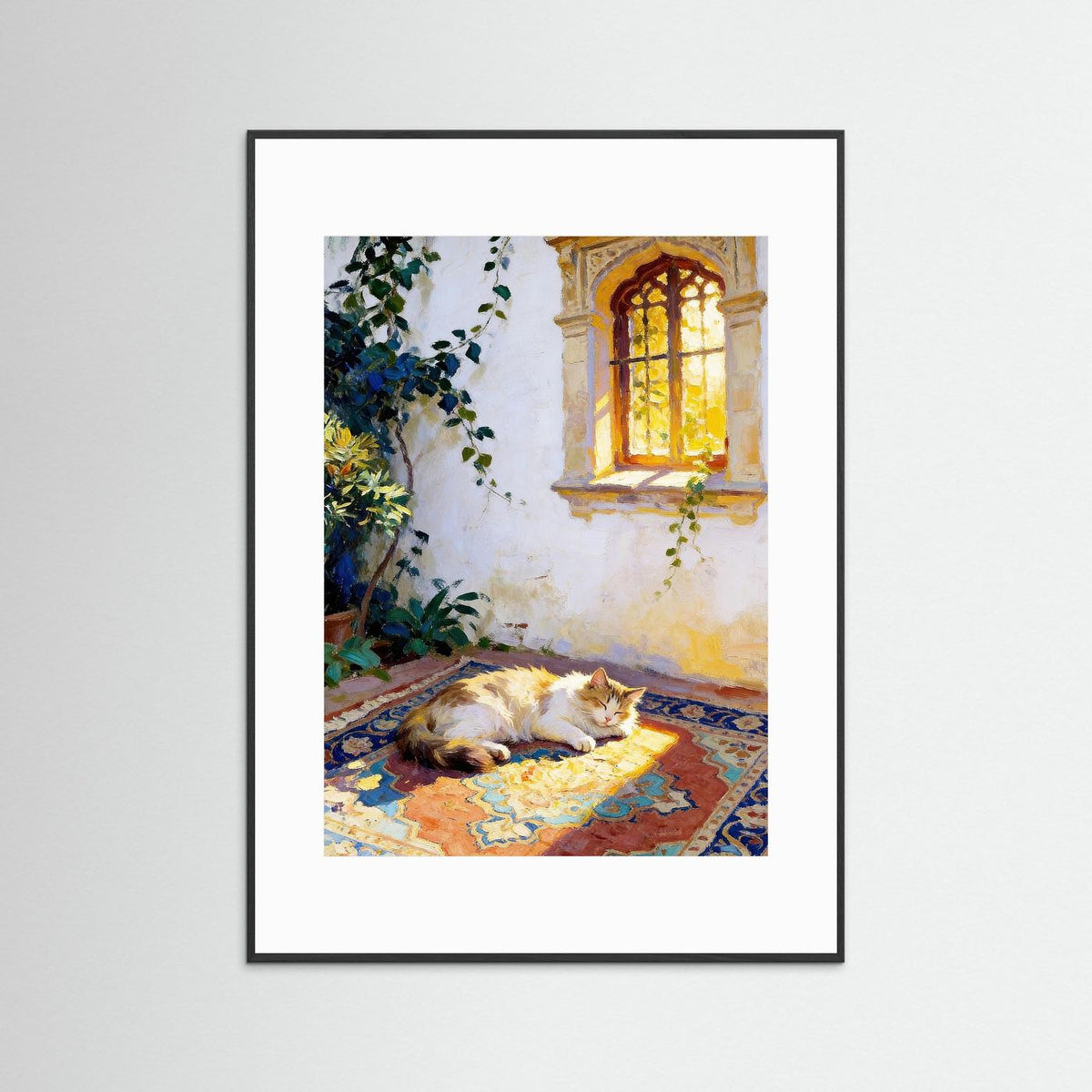 The Sleepy Cat fine art print – vintage-inspired wall art by Maison Vintage displayed in an interior
