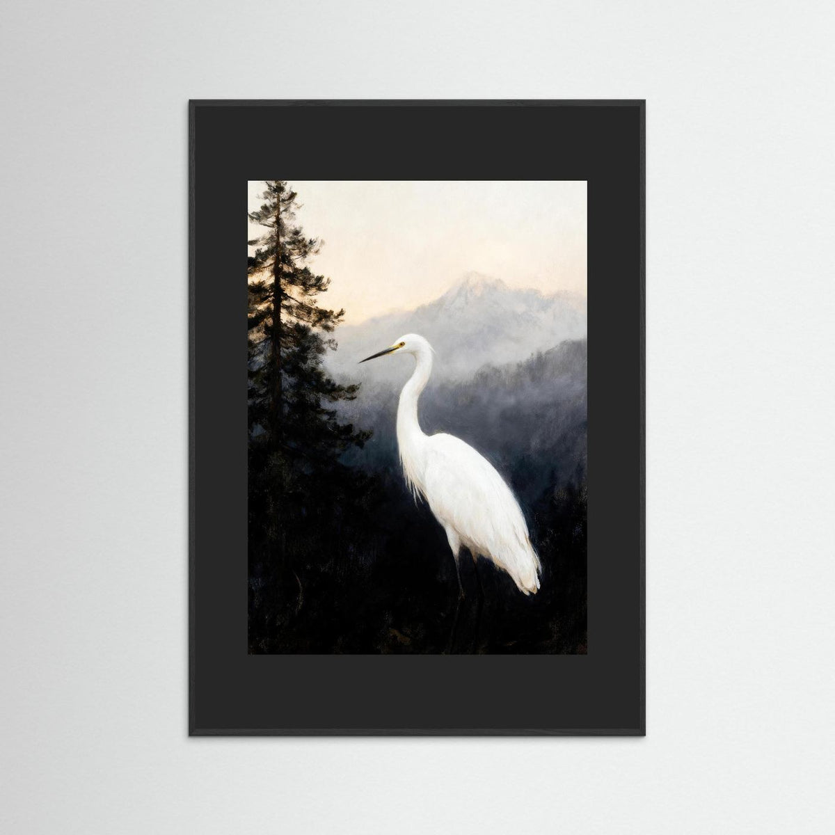 The Silent Heron fine art print – vintage-inspired wall art by Maison Vintage displayed in an interior