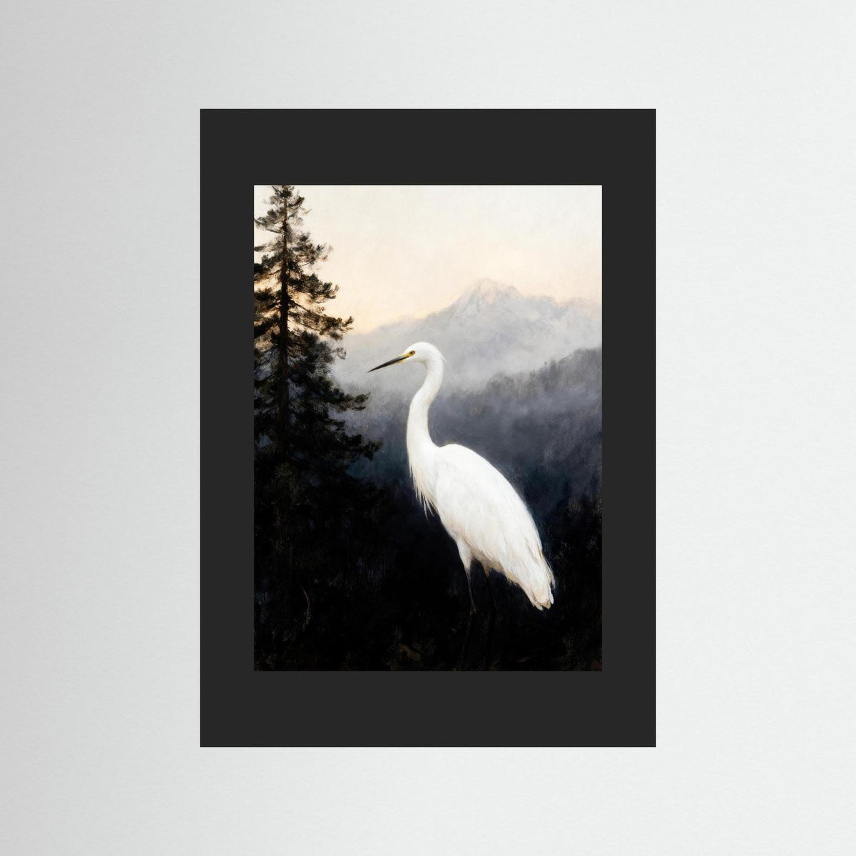 The Silent Heron fine art print – vintage-inspired wall art by Maison Vintage displayed in an interior