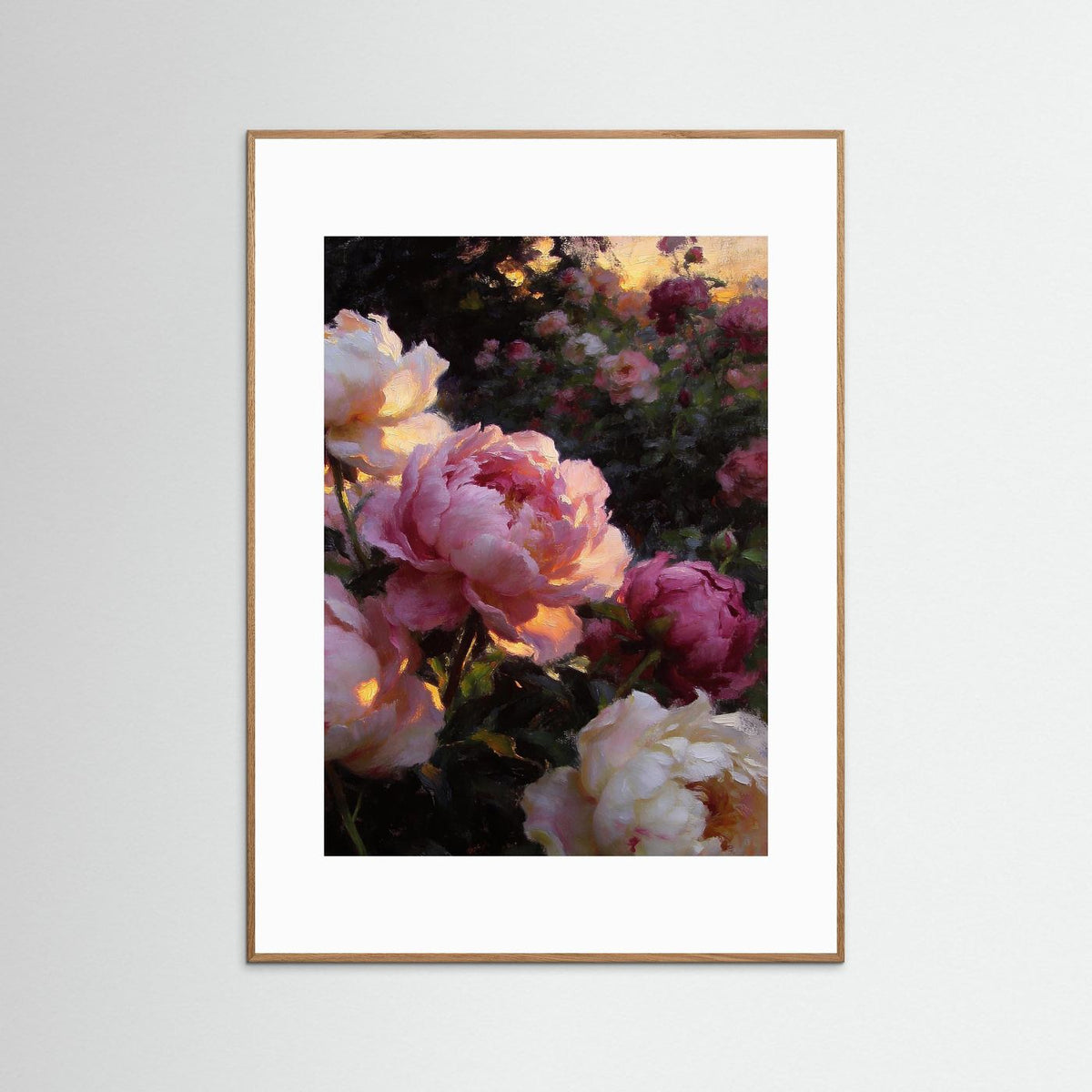 A Symphony of Peonies fine art print – vintage-inspired wall art by Maison Vintage displayed in an interior
