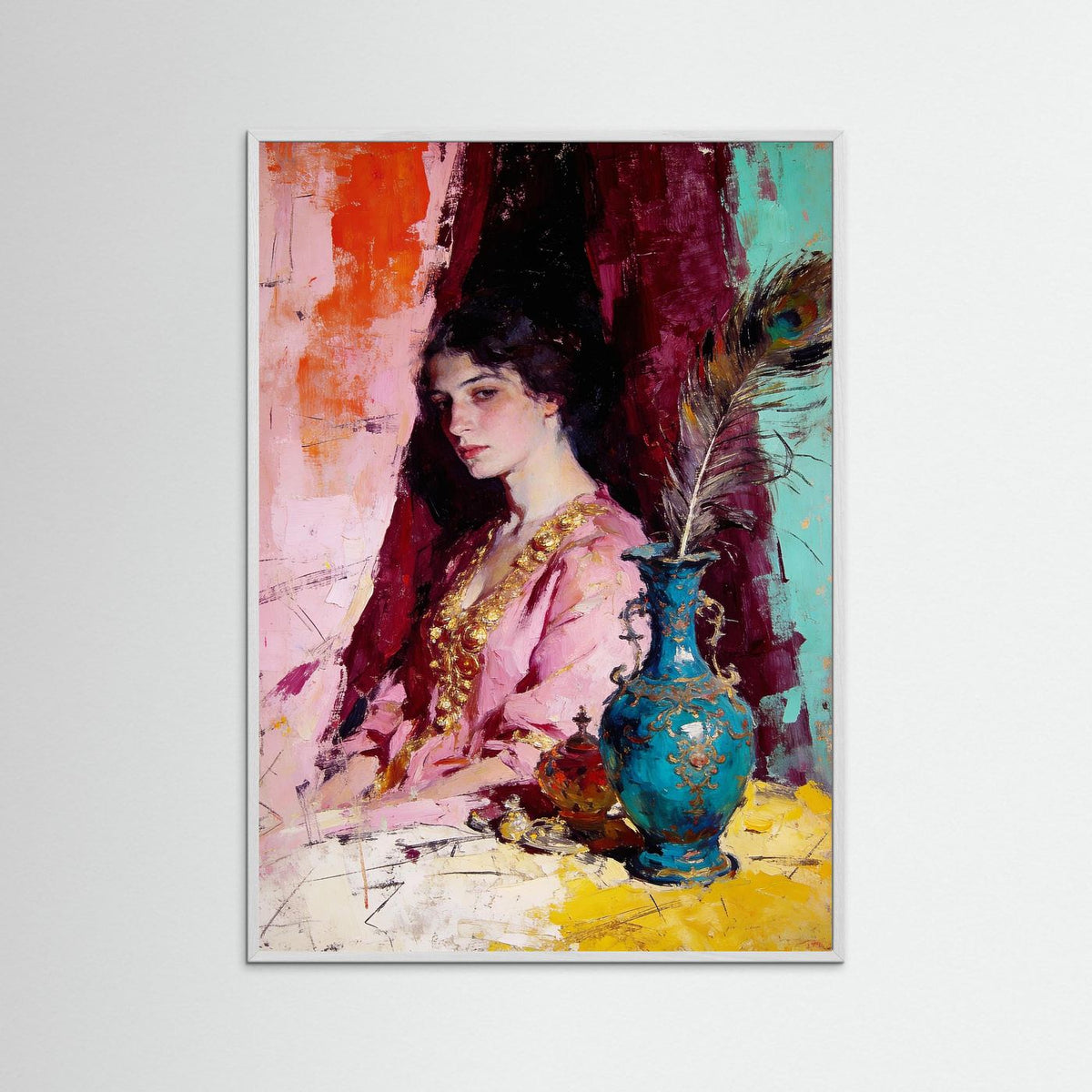 The Turquoise Vessel fine art print – vintage-inspired wall art by Maison Vintage displayed in an interior