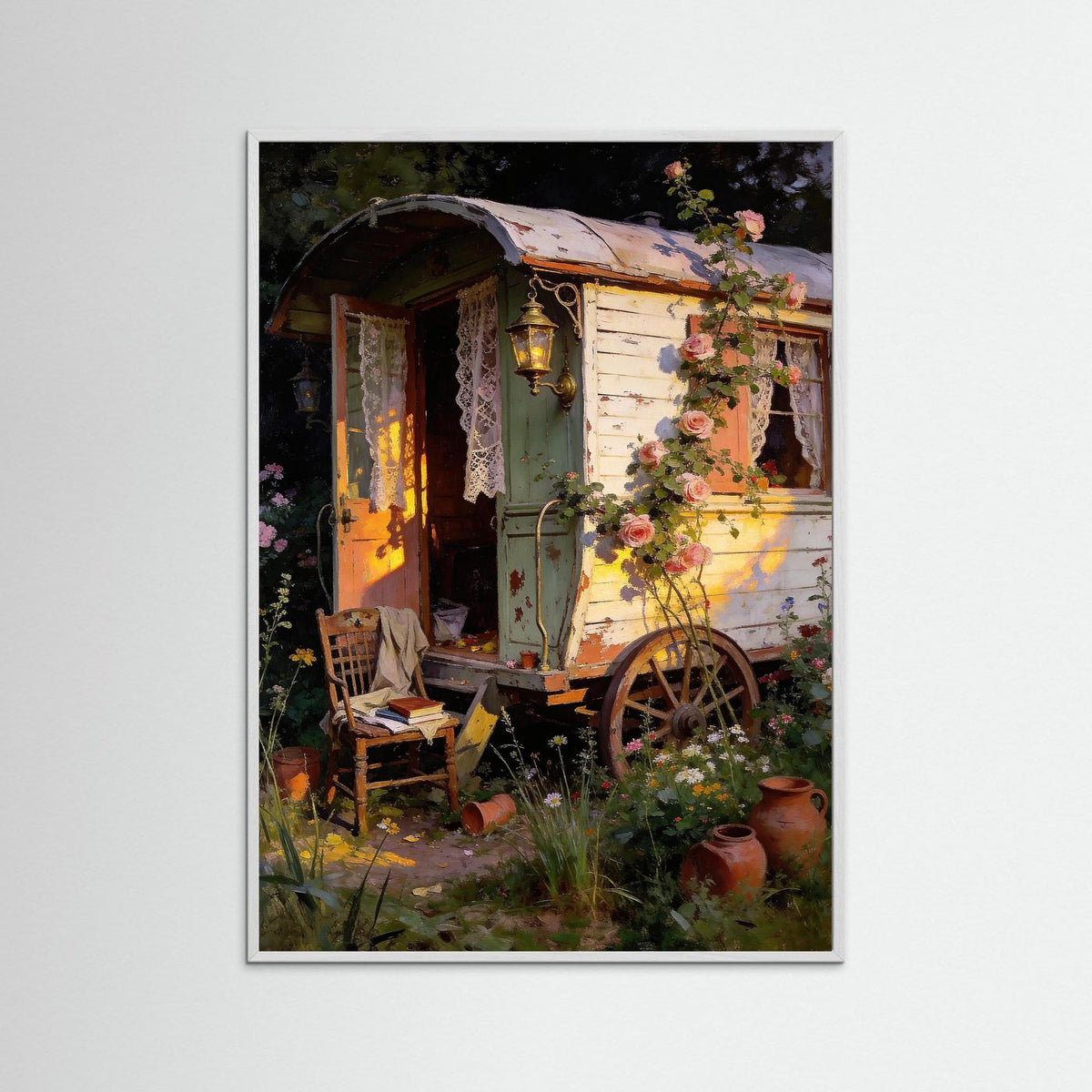 The Rose Caravan fine art print – vintage-inspired wall art by Maison Vintage displayed in an interior