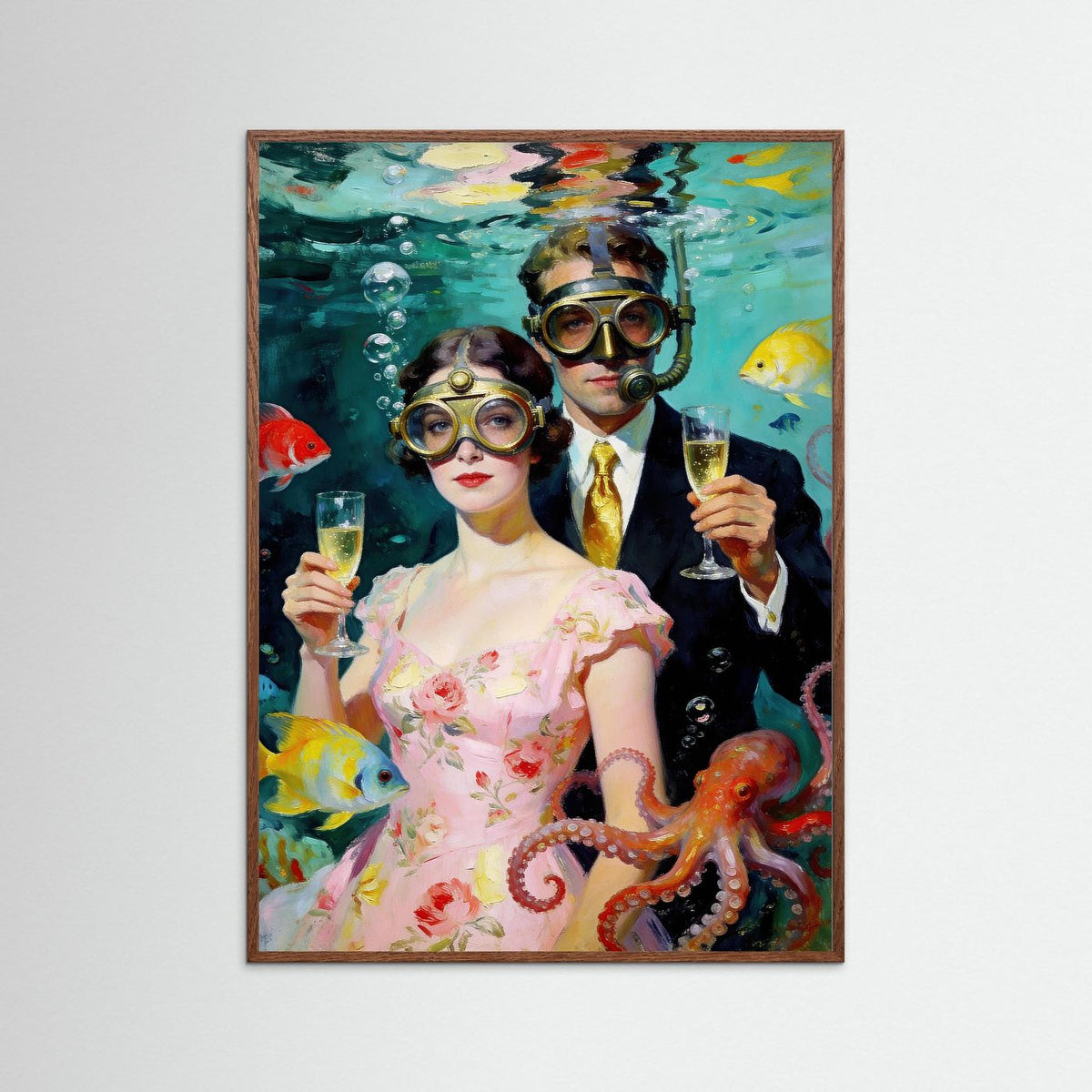 The Underwater Soirée fine art print – vintage-inspired wall art by Maison Vintage displayed in an interior