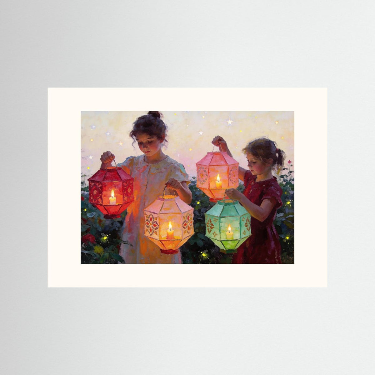 By Lantern Light fine art print – vintage-inspired wall art by Maison Vintage displayed in an interior