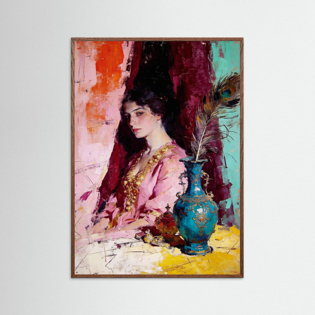 The Turquoise Vessel fine art print – vintage-inspired wall art by Maison Vintage displayed in an interior