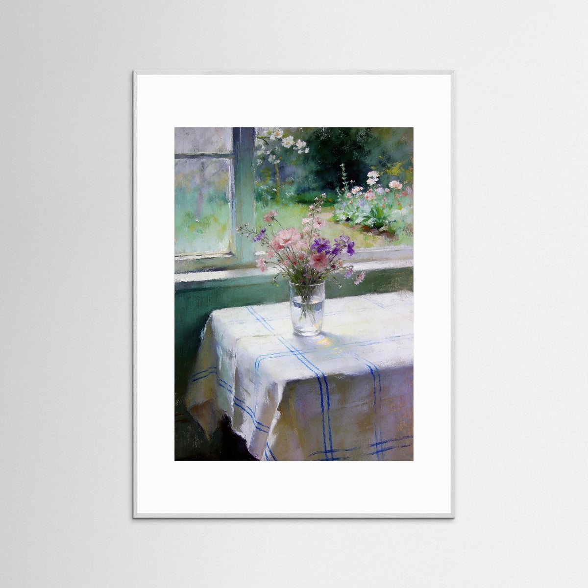 Flowers By The Open Window fine art print – vintage-inspired wall art by Maison Vintage displayed in an interior